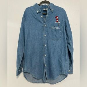 Universal Studios -Cat‎ In The Hat Denim Long Sleeve Shirt- Medium